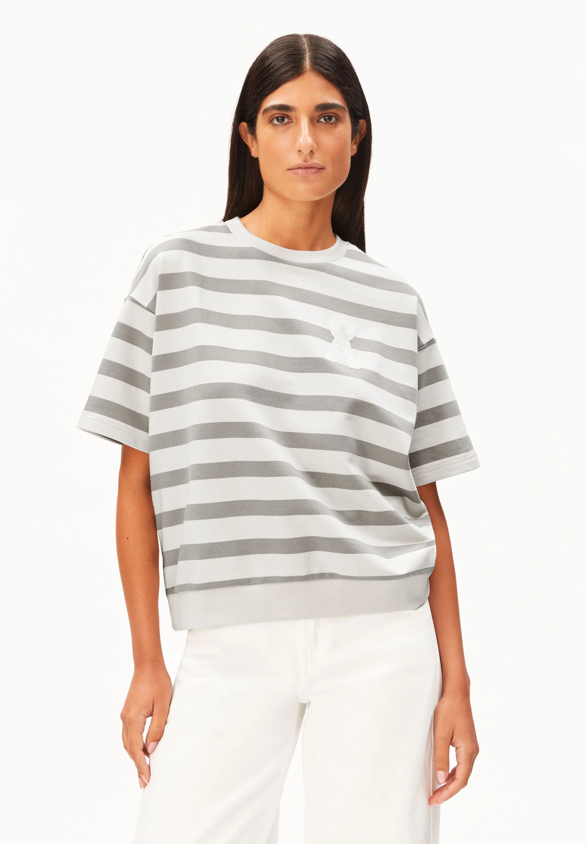 BAMIKAA GESTREIFTES SWEATSHIRT | undyed-seal grey