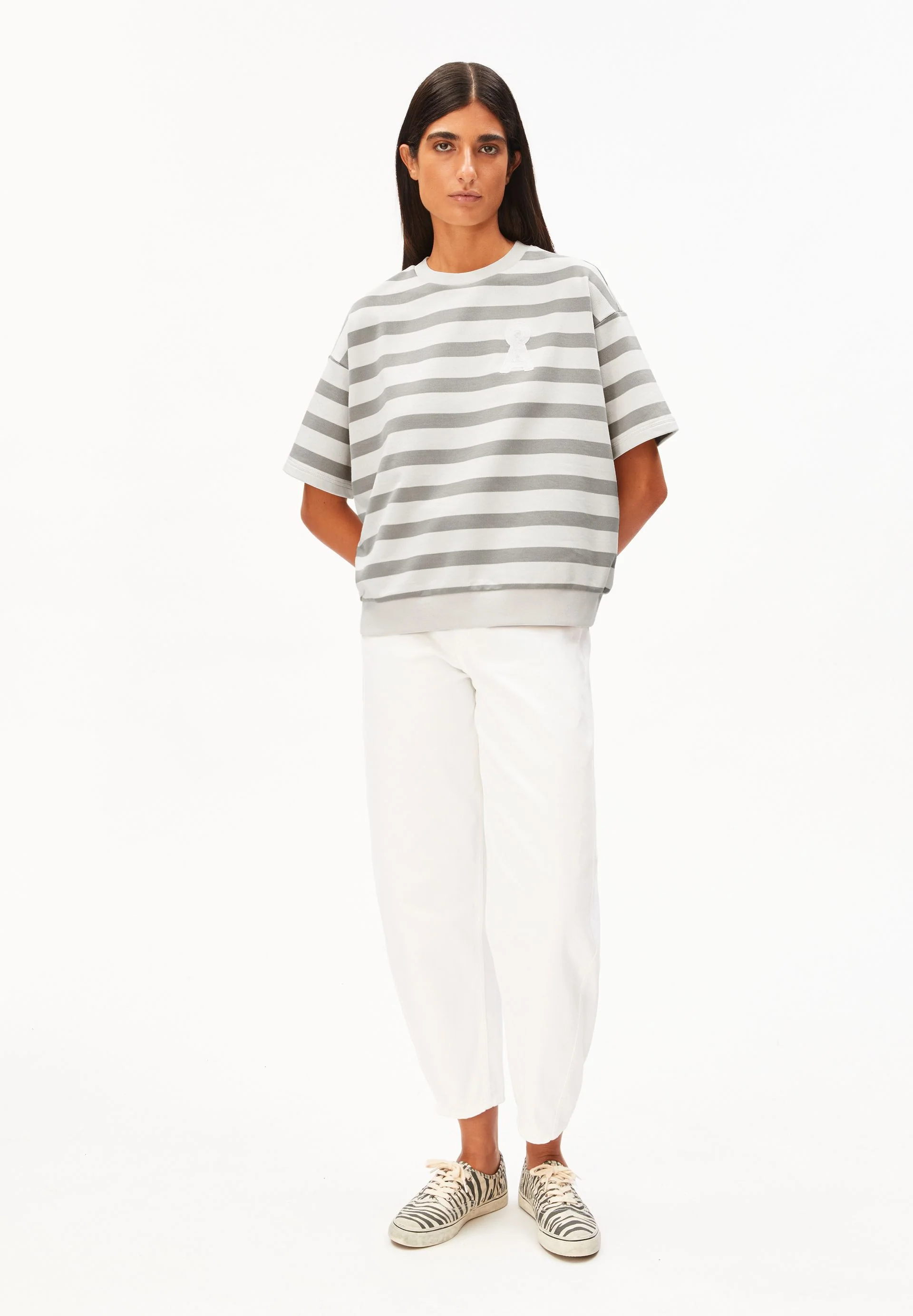 BAMIKAA GESTREIFTES SWEATSHIRT | undyed-seal grey - Image 5