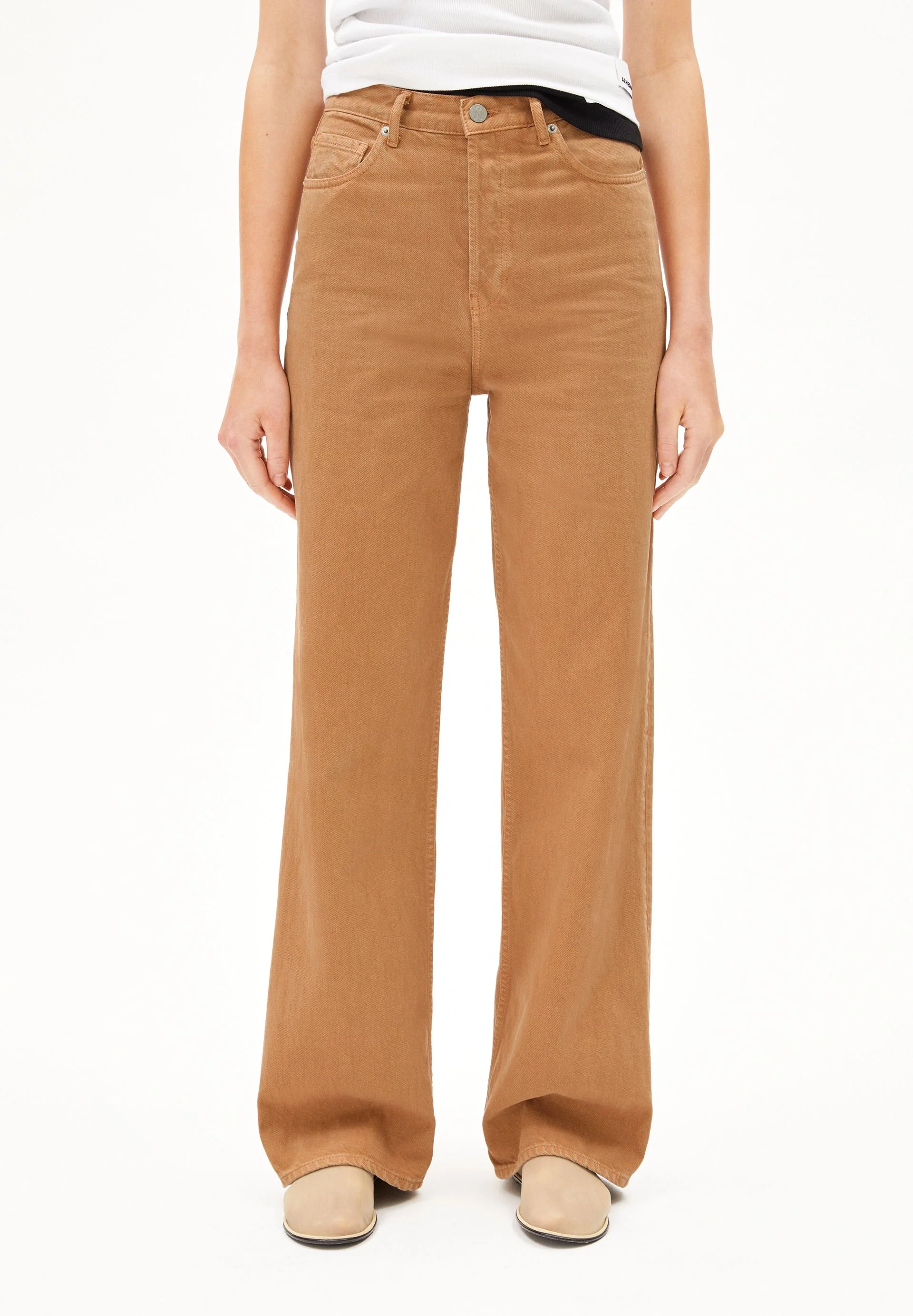 ENIJAA HIGH WAIST WIDE JEANS | beige blond