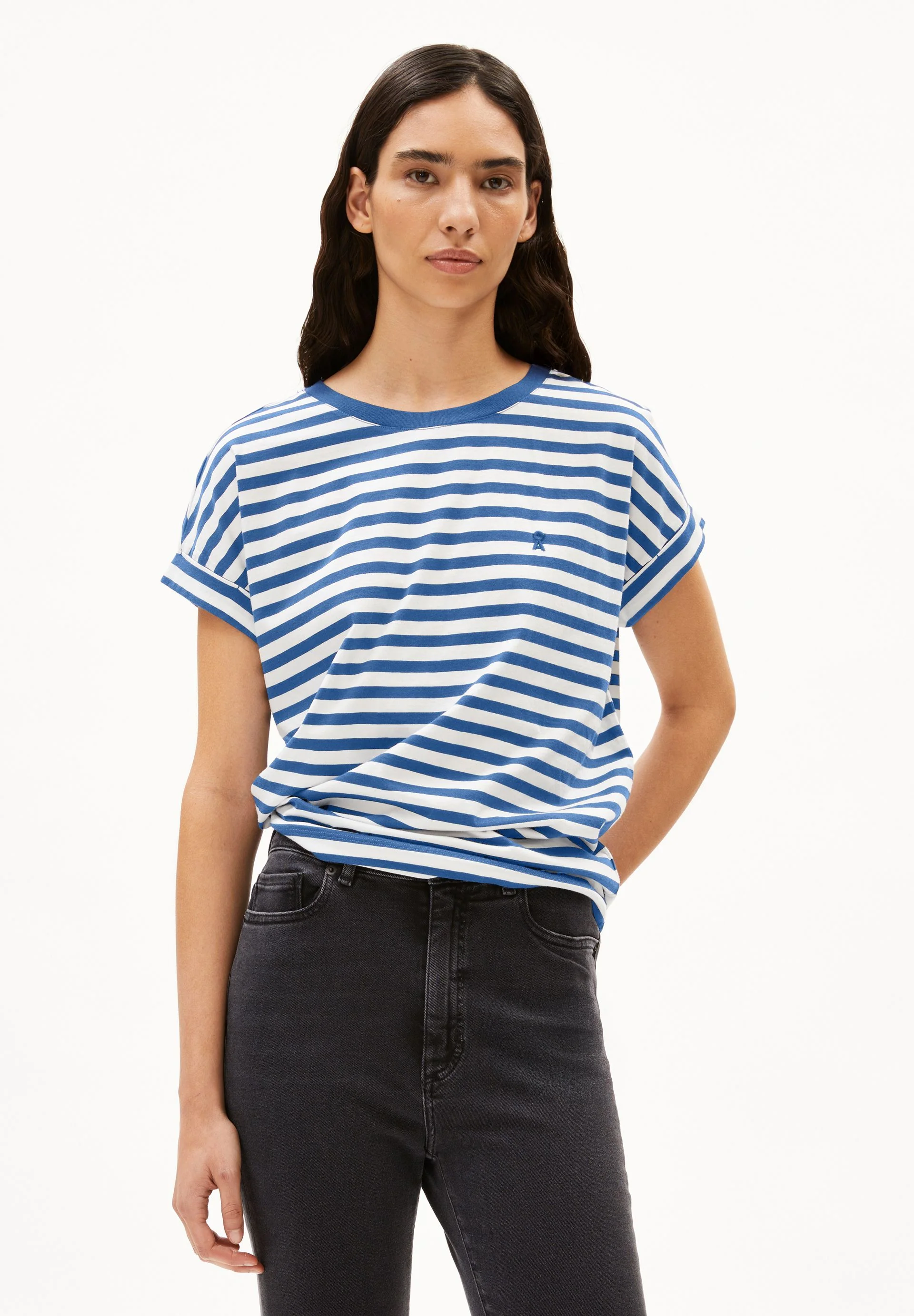 IDAARA GESTREIFTES T-SHIRT | white-dark morning