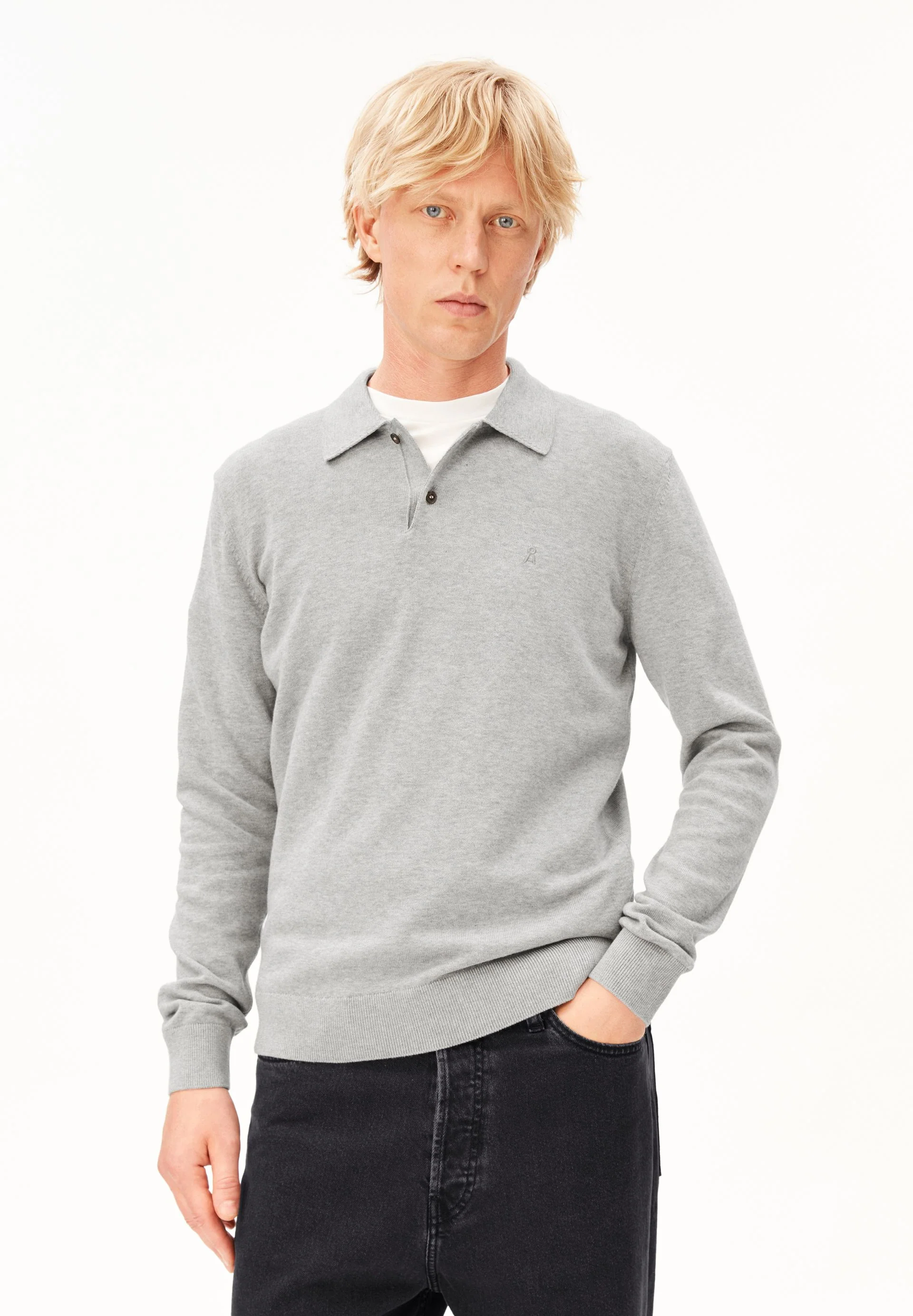 LANGÄRMLIGER STRICKPULLOVER | silver melange