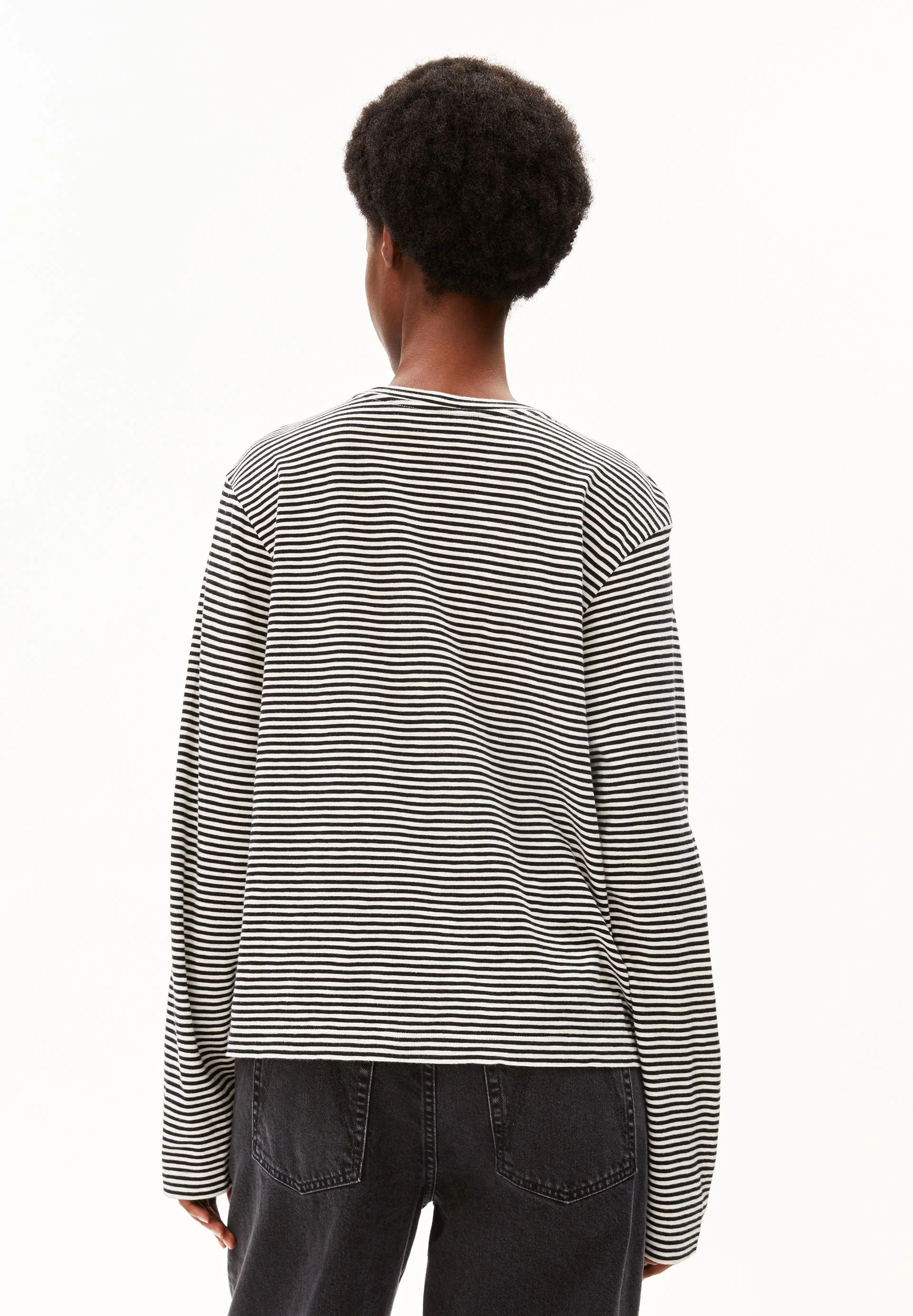 SLUB JERSEY GESTREIFTES LANGARMSHIRT | black-oatmilk - Image 2