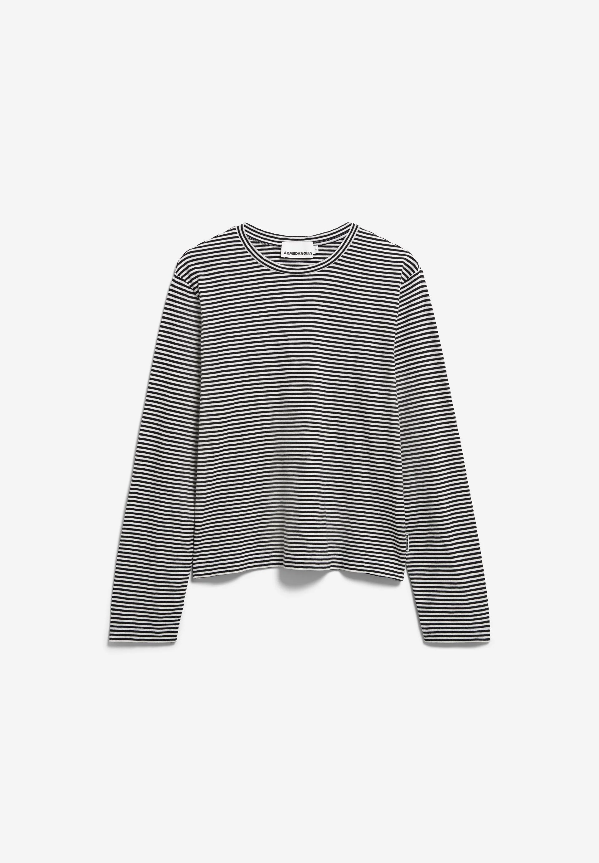 SLUB JERSEY GESTREIFTES LANGARMSHIRT | black-oatmilk - Image 6